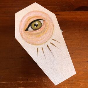 Evil Eye Coffin Wooden Jewelry Trinket Box